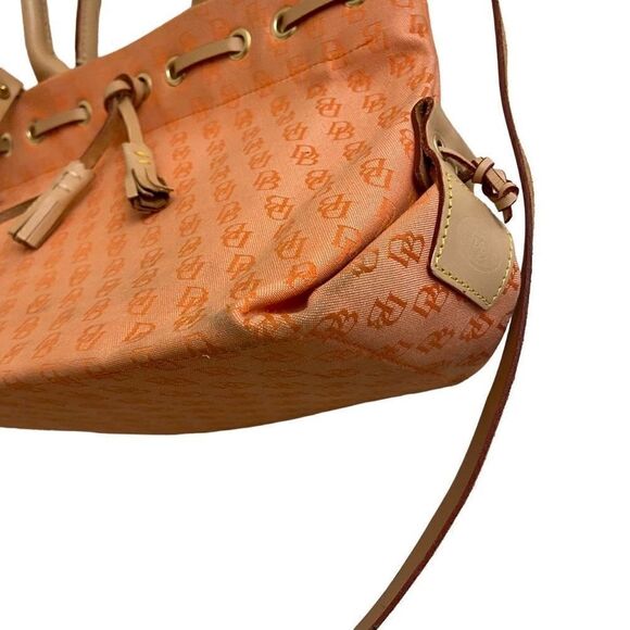 Dooney & Bourke Orange Mini Tassel Tote Signature Jacquard - Picture 5 of 12